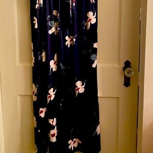 Navy jumpsuit with light pink flowers